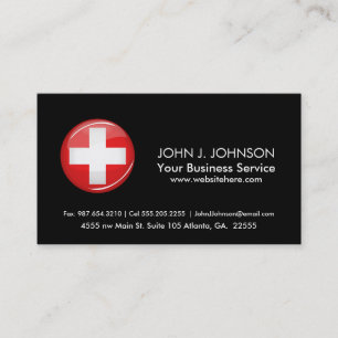 Glossy Round Swiss Flag Business Card
