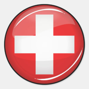Glossy Round Swiss Flag Classic Round Sticker
