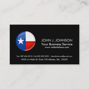 Glossy Round Texas Flag Business Card