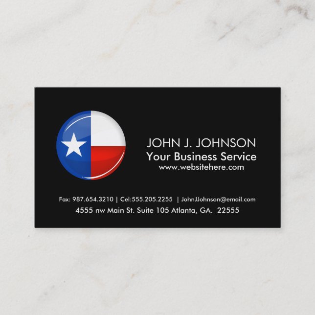 Glossy Round Texas Flag Business Card (Front)