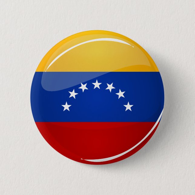 Glossy Round Venezuela Flag Button (Front)