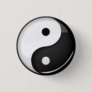 Glossy Round Yin Yang Symbol Button