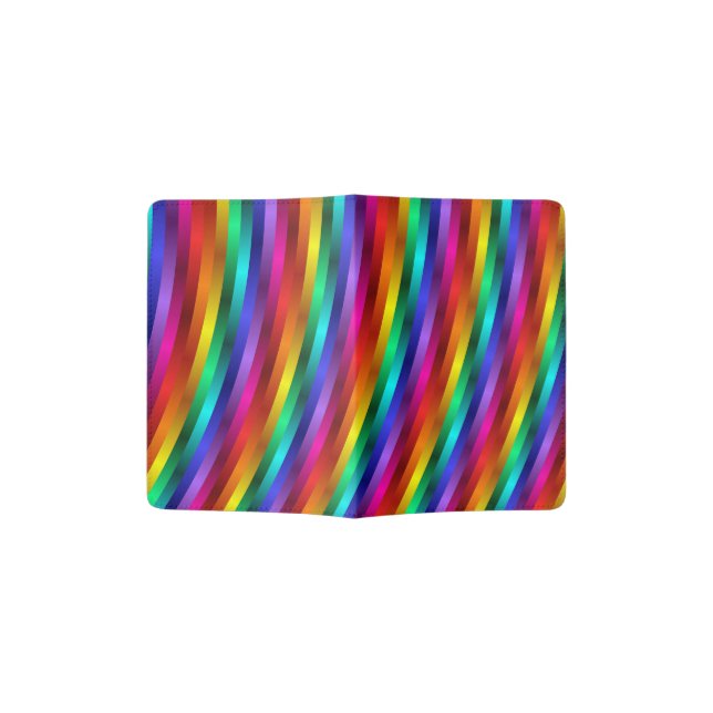 Glossy Shiny Rainbow Stripes Passport Holder (Opened)