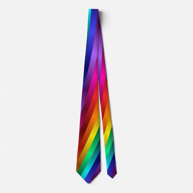 Glossy Shiny Rainbow Stripes Tie (Front)