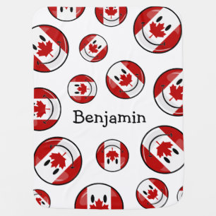 Glossy Smiling Canadian Flag Swaddle Blanket