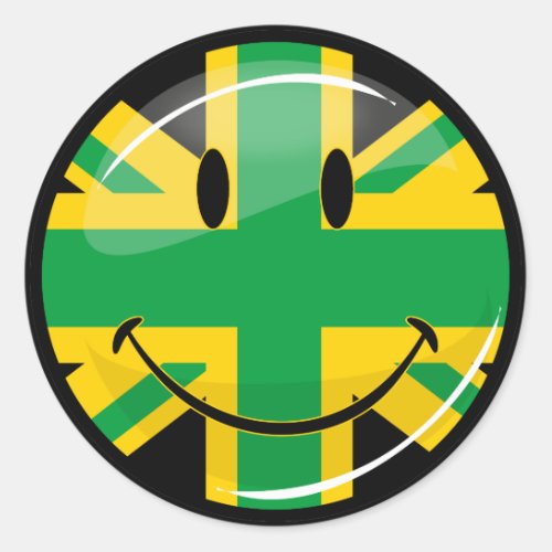 Glossy Smiling Jamaican British Flag Classic Round Sticker