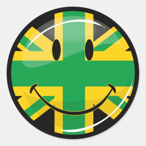 Glossy Smiling Jamaican British Flag Classic Round Sticker