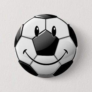 Glossy Smiling Toon Soccer Ball Button