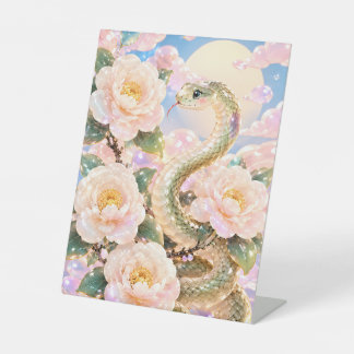 Glossy Snake Floral Art Pedestal Sign