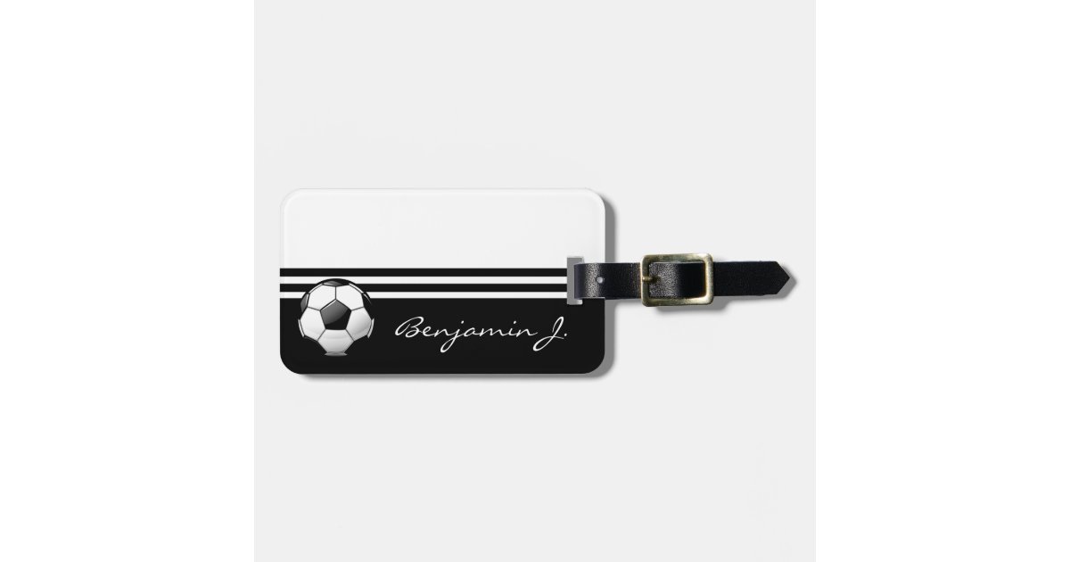 Glossy Soccer Ball Luggage Tag
