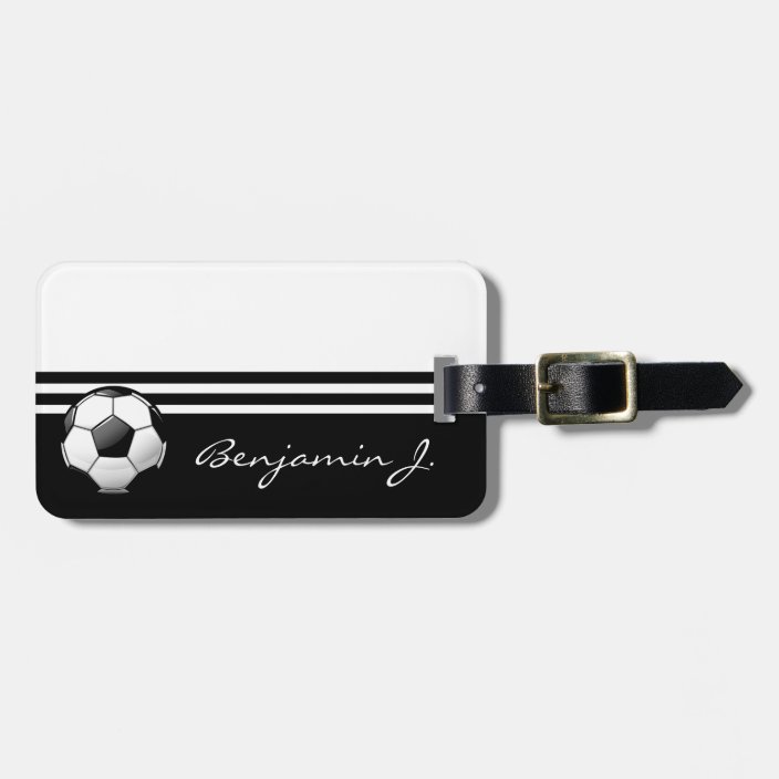 Glossy Soccer Ball Luggage Tag