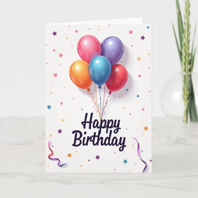 Glossy Sphere Birthday Card (Front)