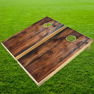 Glossy Stained Dark Wood Cornhole Set