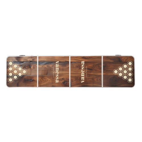 Glossy Stained Dark Wood Minimal Modern Classic Na Beer Pong Table