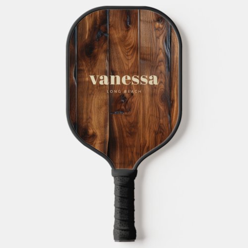 Glossy Stained Dark Wood Minimal Modern Classic Na Pickleball Paddle