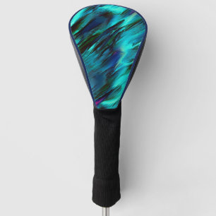 Glossy stained from cyan to blue, and red spots golf head cover