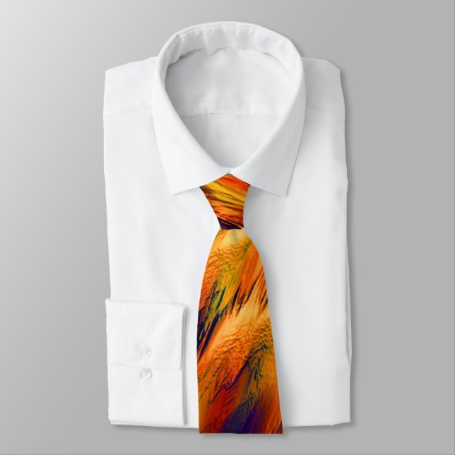 Glossy stained from red to orange, a little green neck tie (Tied)