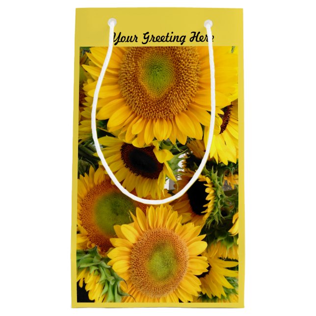 Glossy Sunflower Gift Bag Personalize Greeting (Front)