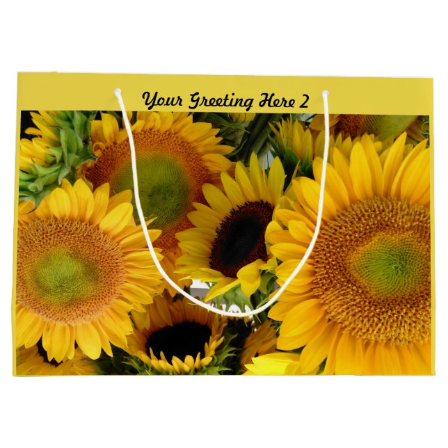 Glossy Sunflower Gift Bag Personalize Greeting (Back)