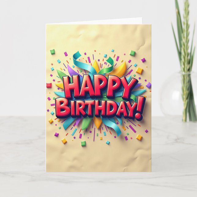 Glossy Text Birthday Card (Front)