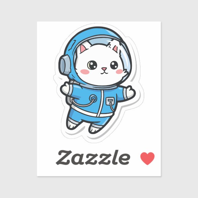 Glossy Transparent -Cute Astronaut Cat 2x2 Sticker (Sheet)