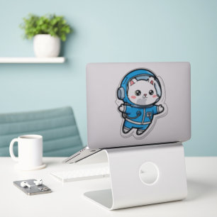 Glossy Transparent -Cute Astronaut Cat 8x8 Sticker