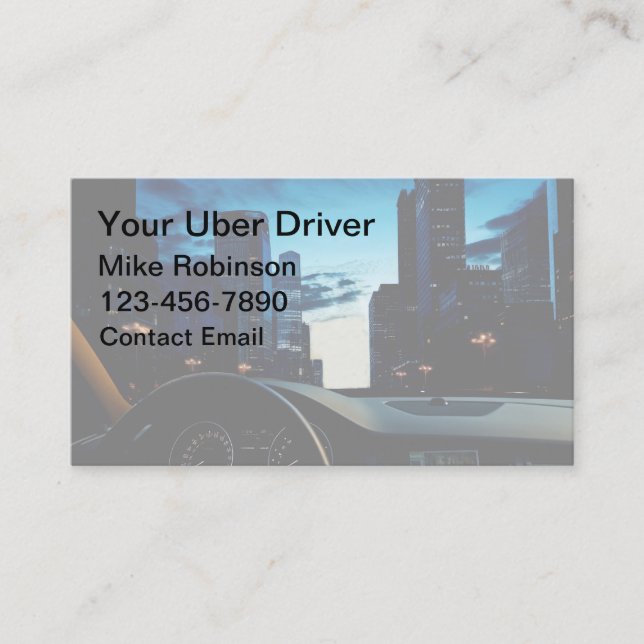 Glossy Uber Car Service Driver Business Cards (Front)