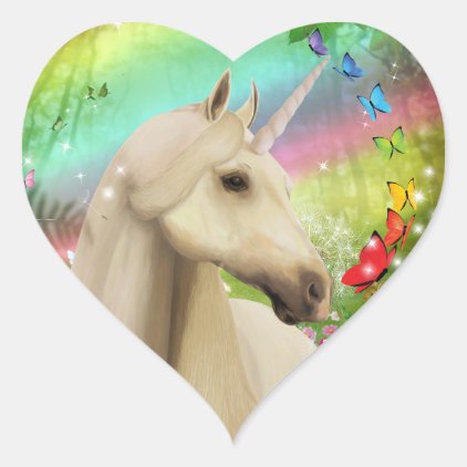 Glossy Unicorn Magic Heart Sticker / Seals