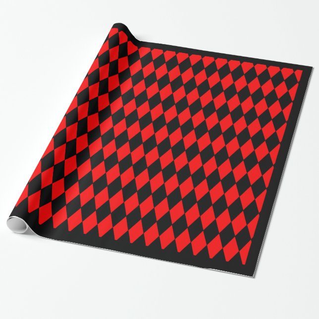 Glossy Wrapping Paper, 30" x 6' RED HARLEQUIN Paper (Unrolled)