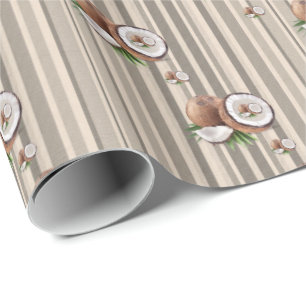 Glossy Wrapping Paper Almond Brown Stripe