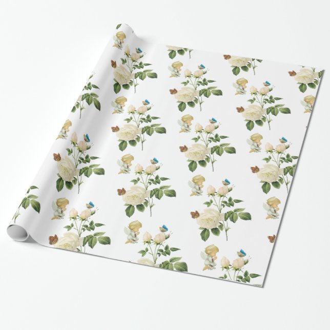 Glossy Wrapping Paper, Angel Roses Butterfly Paper (Unrolled)