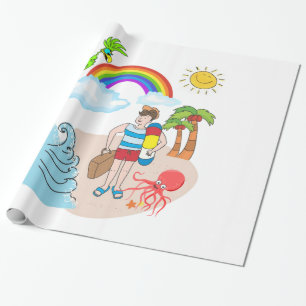Glossy Wrapping Paper, Beach Fun Octopus Paper