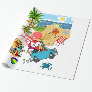 Glossy Wrapping Paper, Beach Fun Octopus Paper