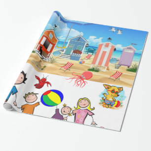 Glossy Wrapping Paper, Beach Fun Octopus Paper