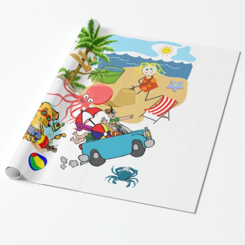 Glossy Wrapping Paper Beach Fun Octopus Wrapping Paper