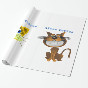 Glossy Wrapping Paper, Before After Coffee Cat Paper