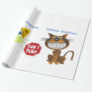 Glossy Wrapping Paper, Before After Coffee Cat Wrapping Paper
