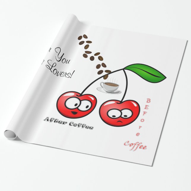 Glossy Wrapping Paper, Before After Coffee Cherrie Wrapping Paper (Unrolled)