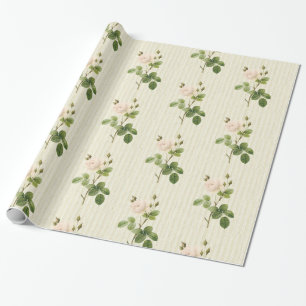 Glossy Wrapping Paper, Beige Roses Floral Wrapping Paper