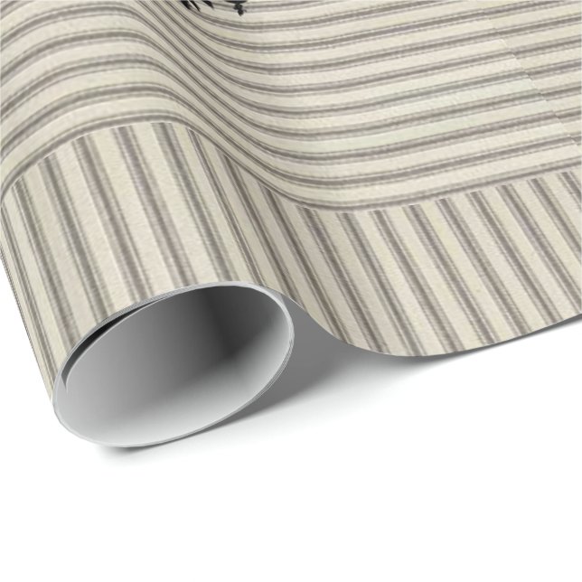Glossy Wrapping Paper Beige Stripe Black (Roll Corner)