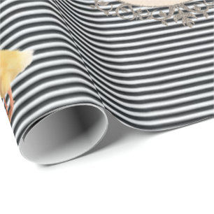 Glossy Wrapping Paper Black Stripe Duck