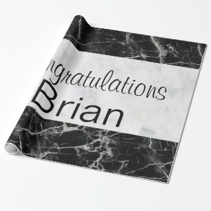 Glossy Wrapping Paper, Black & White Marble Wrapping Paper