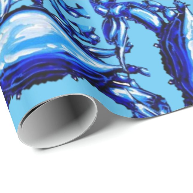 Glossy Wrapping Paper Blue Crabs (Roll Corner)