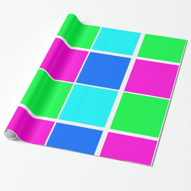 Glossy Wrapping Paper, Blue Green Pink Wrapping Paper (Unrolled)