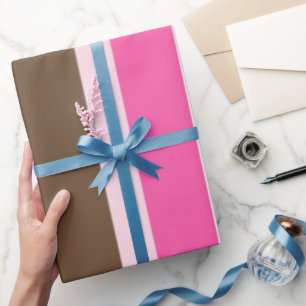 Glossy Wrapping Paper Brown & Pink Stripe