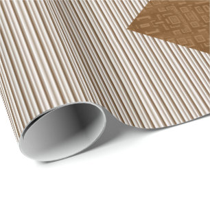 Glossy Wrapping Paper Brown Stripes Blue Flowers