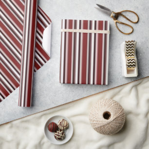 Glossy Wrapping Paper Burgundy Stripes