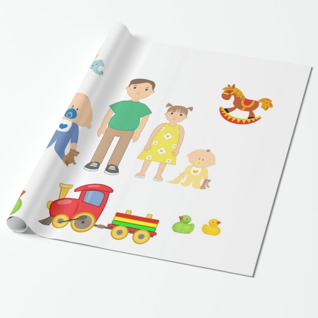 Glossy Wrapping Paper, Child Care Services Wrapping Paper (Unrolled)