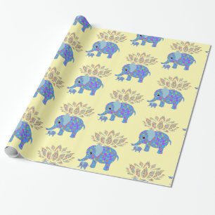 Glossy Wrapping Paper, Colorful Elephant Wrapping Paper