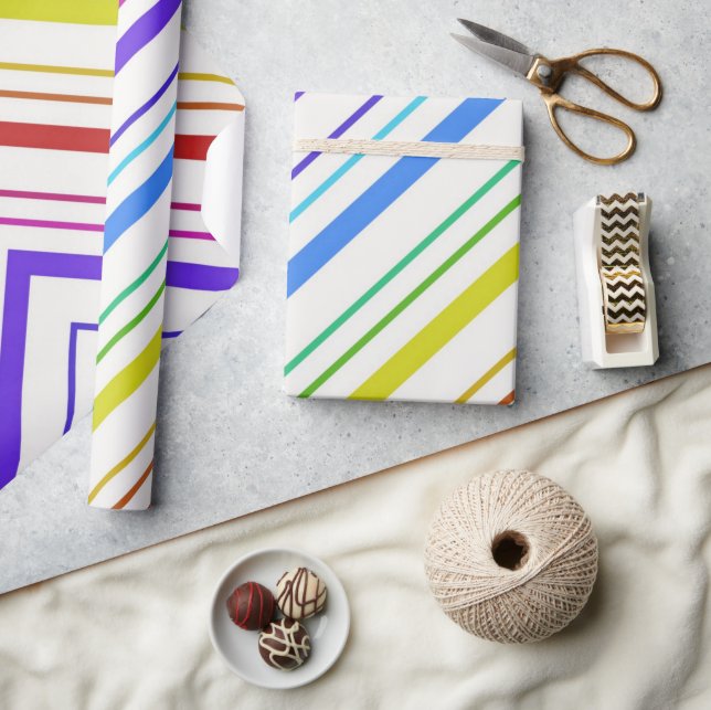 Glossy Wrapping Paper Colorful Stripe (Crafts)